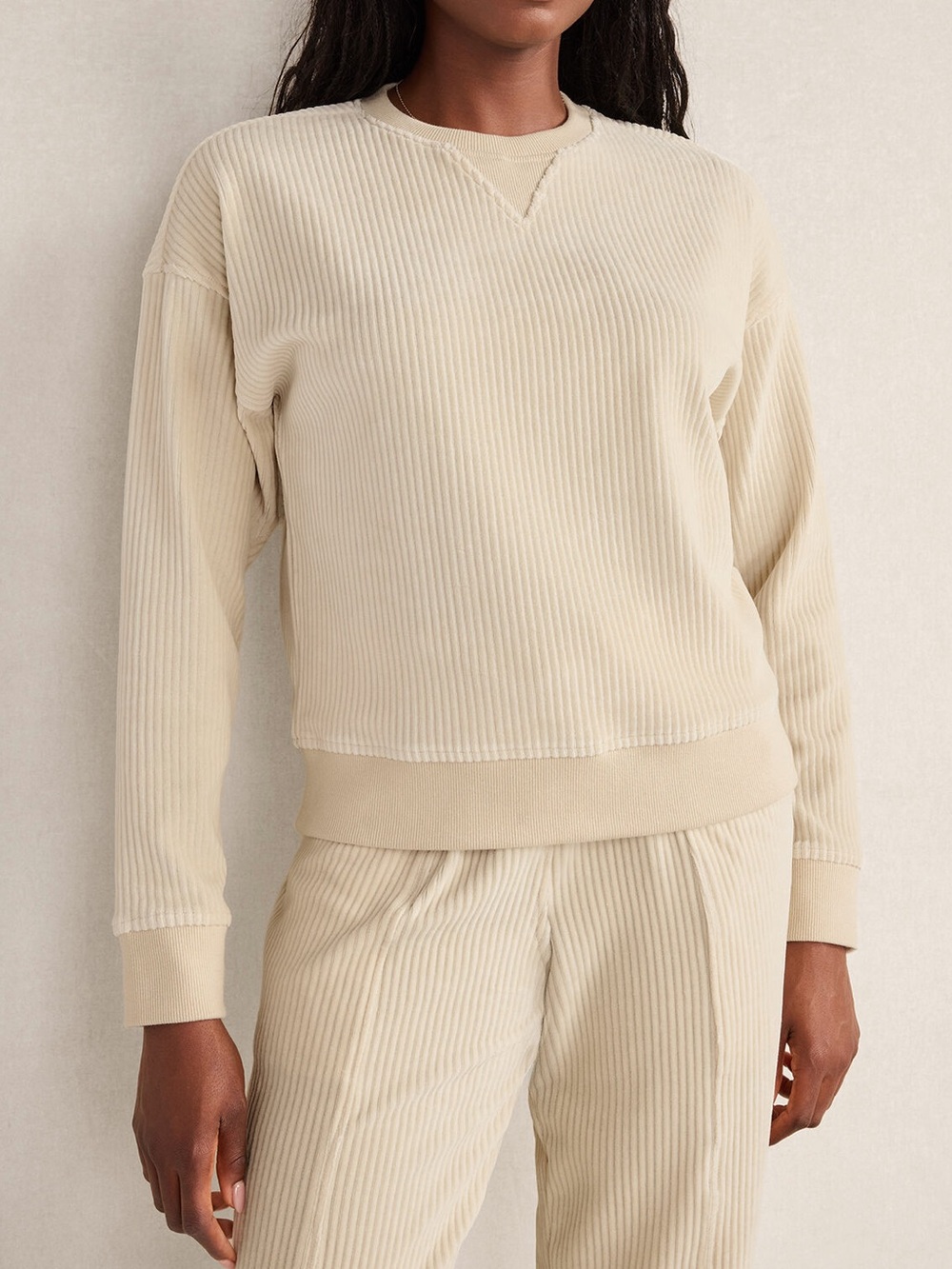 Haven Well Within by Talbots Corded Velour Crewneck Pullover Size XS